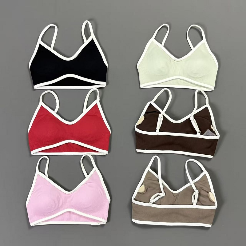 Aquatic Sports Bra - Women Contrastline Yoga Bra V Neck
