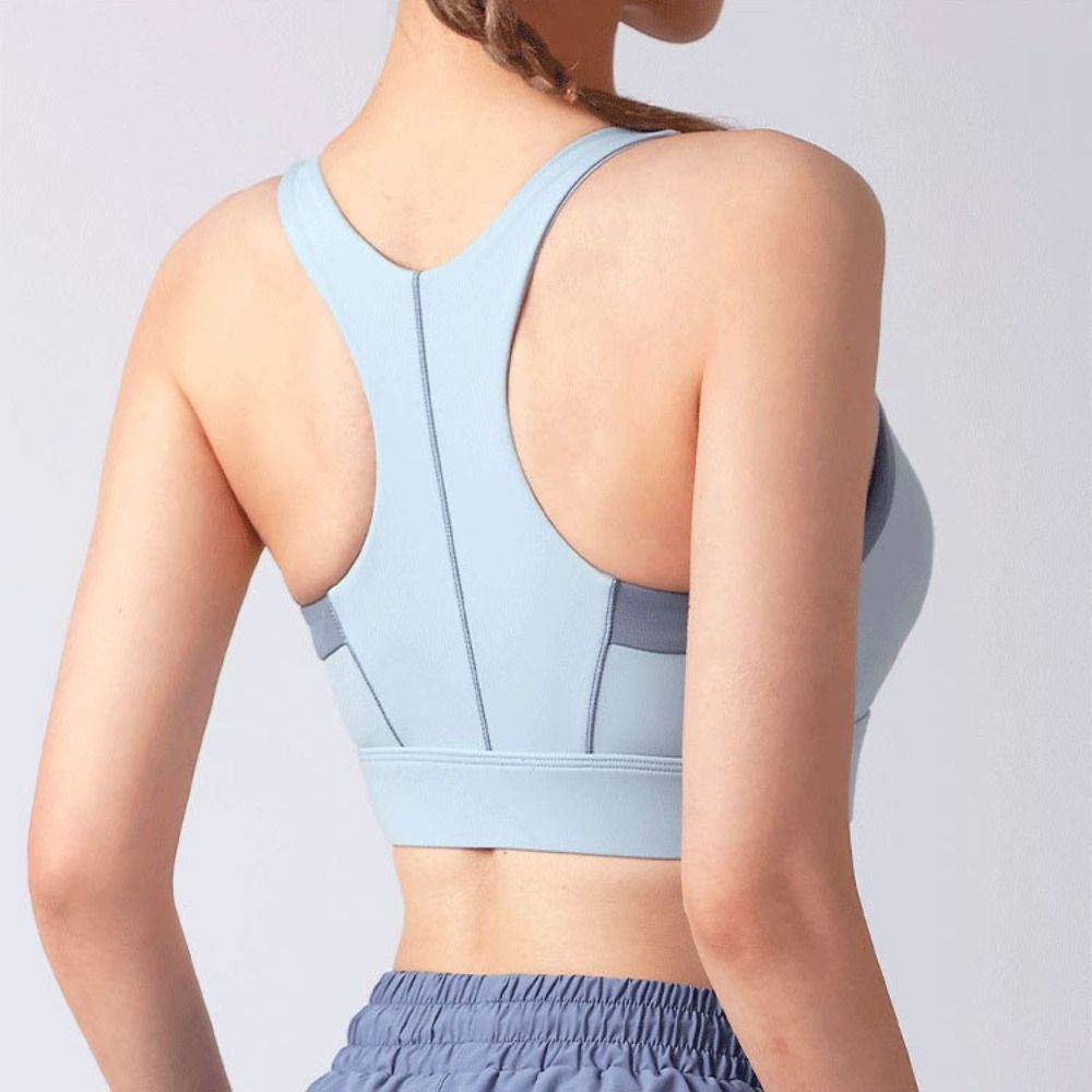 Comfortable Patchwork Front Zi - Aquatic Sports Bra review and price