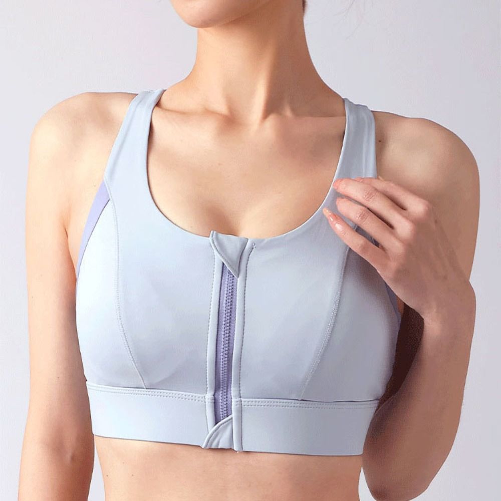 Comfortable Patchwork Front Zi - Aquatic Sports Bra review and price