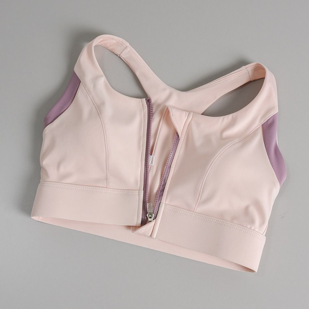Comfortable Patchwork Front Zi - Aquatic Sports Bra review and price
